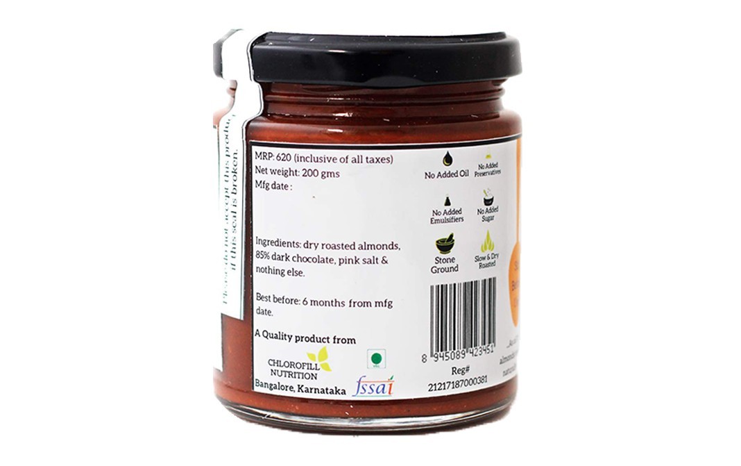 All Over Nuts 85% Dark Chocolate Almond Butter Creamy   Glass Jar  200 grams